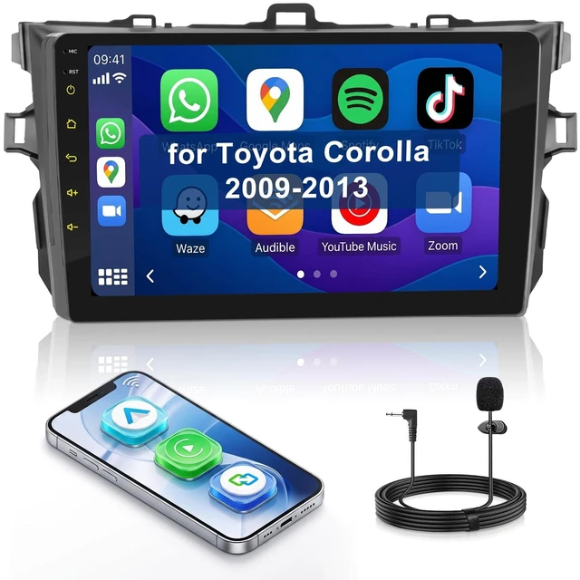 Main image of Car Stereo for Toyota Corolla 2009-2013 Car Radio, 9" Touch Screen Car Radio with Bluetooth, AM/FM/RDS, Mirror Link, Wireless CarPlay & Android Auto