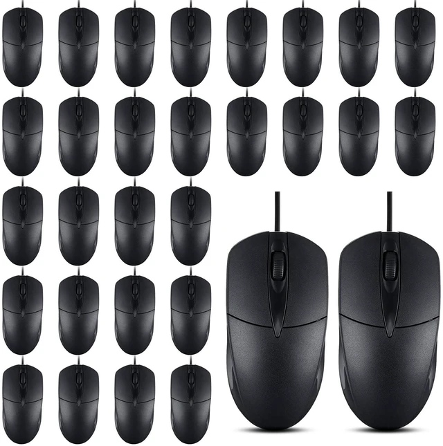 Main image of WYQQXZYKJ 30 Pack Wired USB Silent Computer Mouse Bulk, 3 Button 1000 DPI Corded Mice for Laptop Desktop Home Office School Lab PC Gaming