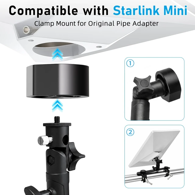 Alt view image 3 of 5 - Lanasz Foldable Pipe Adapter Compatible with Starlink Mini Mount