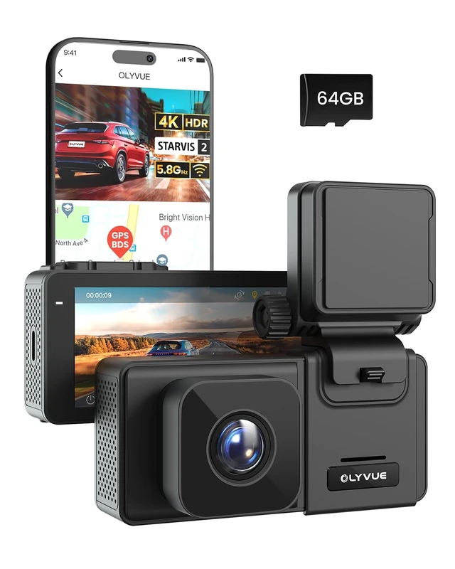 Main image of V66 4K Dash Cam Front with STARVIS 2 Sensor, Small Car Camera Super Night Vision HDR Mini Driving Recorder, 5.8G WiFi GPS DBS, 150 Wide Angle, 24H Parking Mode, 64G Card Included
