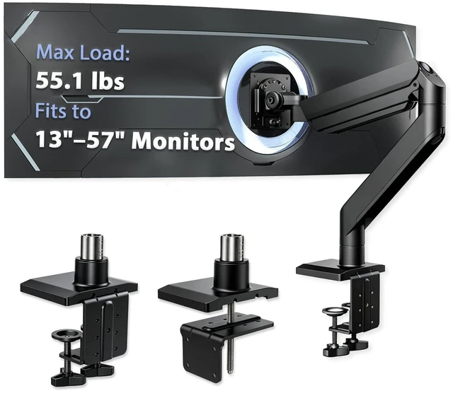 Main image of TATUOKYN Heavy Ergonomic Single Monitor Arm Desk Mount for up to 57"Screens