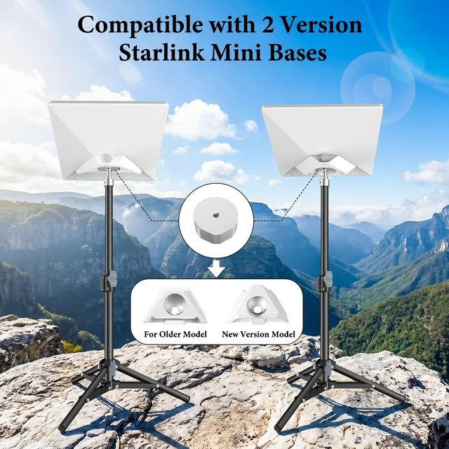 Alt view image 2 of 5 - Tripod Mount with Adapter for Starlink Mini, 2 Level Adjustable Height,45-Degree Angle,Compatible with Starlink Mounting Kit,Starlink Mini Mount Adapter with Sturdy& Stability for Outdoor Camping,RV