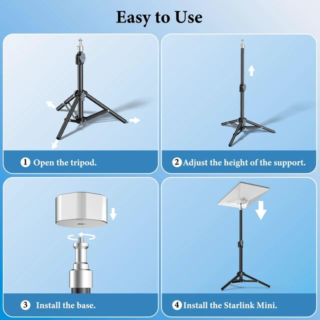Alt view image 4 of 5 - Tripod Mount with Adapter for Starlink Mini, 2 Level Adjustable Height,45-Degree Angle,Compatible with Starlink Mounting Kit,Starlink Mini Mount Adapter with Sturdy& Stability for Outdoor Camping,RV