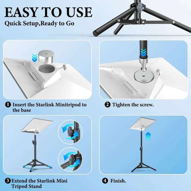Alt view image 5 of 5 - Tripod Mount with Adapter for Starlink Mini, 2 Level Adjustable Height,45-Degree Angle,Compatible with Starlink Mounting Kit,Starlink Mini Mount Adapter with Sturdy& Stability for Outdoor Camping,RV