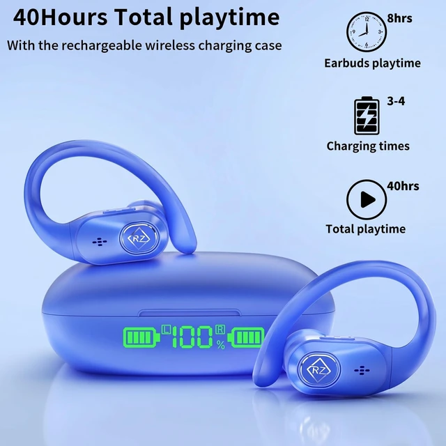 Alt view image 4 of 5 - Orancu Wireless Earbuds with Ear Hooks 96H Playtime for iPhone Android
