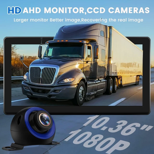 Alt view image 3 of 5 - 4K RV Backup Camera System, 10.36" Quad Split Touch Screen Monitor with 4 AHD 1080P Rear Side View Camera - DVR Recording Bluetooth MP3 MP5 Night Vision IP69 Waterproof for RV Trailer Tractor Truck