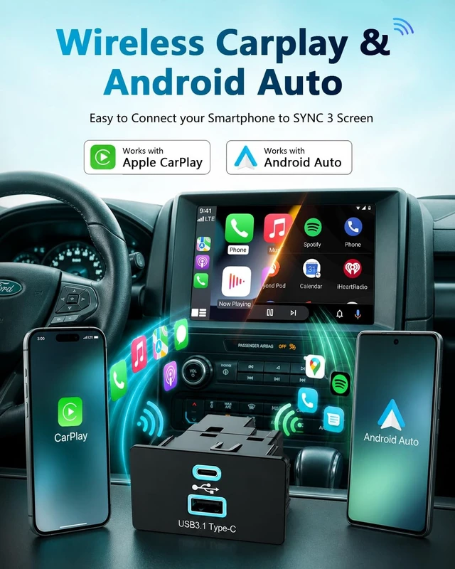 Alt view image 2 of 5 - Wireless CarPlay for Ford Sync 3 USB Hub for Apple Carplay & Android Auto