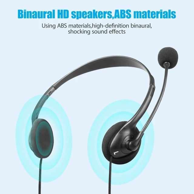 Alt view image 3 of 5 - EBODA USB Headset Computer Headset with Noise Cancelling Microphone, Lightweight PC Headset Wired Headphones Business Headset for Skype Webinar Cell Phone Call Center