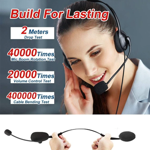 Alt view image 4 of 5 - EBODA USB Headset Computer Headset with Noise Cancelling Microphone, Lightweight PC Headset Wired Headphones Business Headset for Skype Webinar Cell Phone Call Center