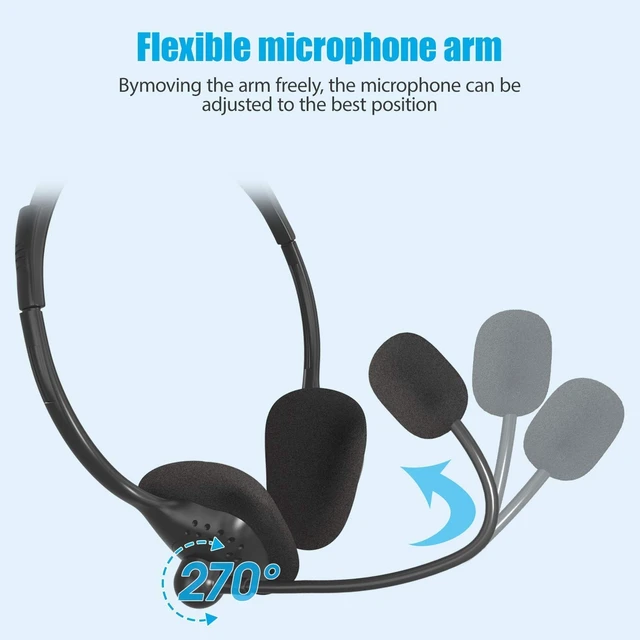 Alt view image 5 of 5 - EBODA USB Headset Computer Headset with Noise Cancelling Microphone, Lightweight PC Headset Wired Headphones Business Headset for Skype Webinar Cell Phone Call Center