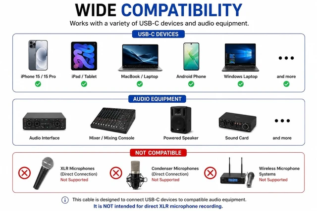 Alt view image 2 of 5 - MENARDS PRO USB-C to XLR Female XLR Output Cable-Connect Your USB-C Devices to Professional Audio Systems (10 FT)