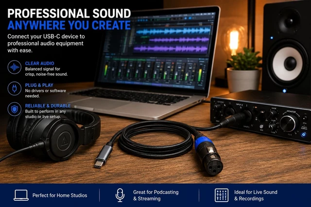 Alt view image 5 of 5 - MENARDS PRO USB-C to XLR Female XLR Output Cable-Connect Your USB-C Devices to Professional Audio Systems (10 FT)