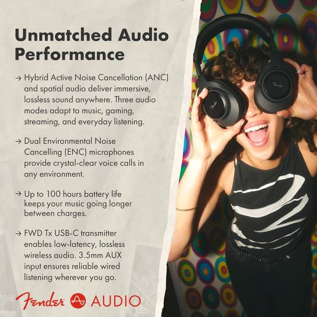 Alt view image 2 of 5 - Fender Audio Mix Over Ear Wireless Headphones w/Active Noise Cancellation