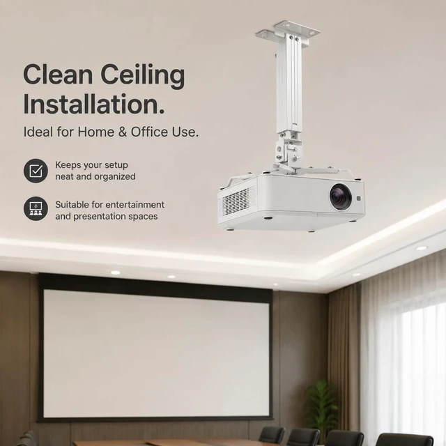 Alt view image 5 of 5 - VICCGO Universal Large Projector Ceiling & Wall Mount Bracket, Fully Adjustable Tilt Swivel Rotation Projector Holder for Laser Projectors, Heavy Duty Mount with Built-in Cable Management Medium Size