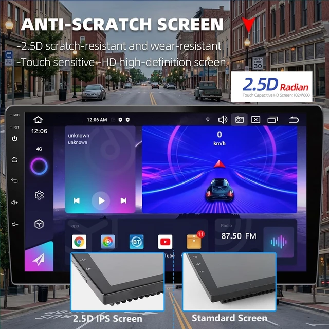 Alt view image 3 of 5 - 9 Inch Car Stereo Android with Wireless CarPlay Wireless Android Auto, Double Din 2.5D Touchscreen Car Stereo with FM Bluetooth Wi-Fi Audio Receiver