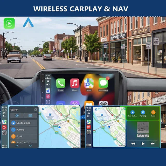 Alt view image 5 of 5 - 9 Inch Car Stereo Android with Wireless CarPlay Wireless Android Auto, Double Din 2.5D Touchscreen Car Stereo with FM Bluetooth Wi-Fi Audio Receiver
