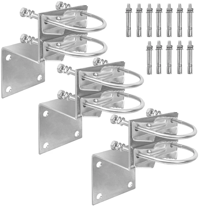 Main image of XRDS-RF Antenna Pole Mount Kits, Antenna Pole Mount Bracket with Double U-Bolts Clamp V Jaw Bracket for Outside Home Antenna Pole Holder 3 Sets