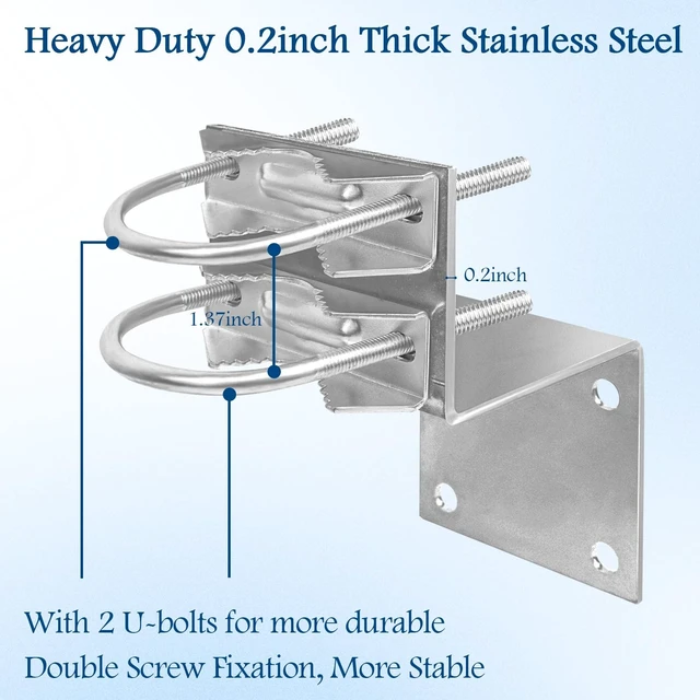 Alt view image 2 of 5 - XRDS-RF Antenna Pole Mount Kits, Antenna Pole Mount Bracket with Double U-Bolts Clamp V Jaw Bracket for Outside Home Antenna Pole Holder 3 Sets