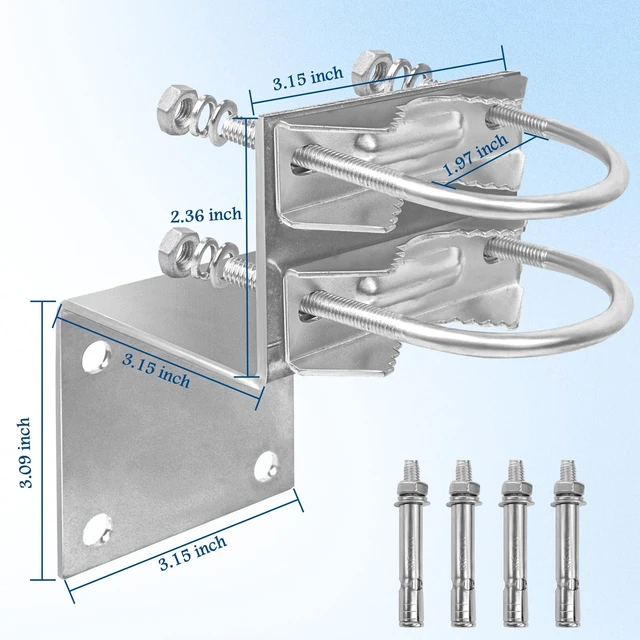Alt view image 4 of 5 - XRDS-RF Antenna Pole Mount Kits, Antenna Pole Mount Bracket with Double U-Bolts Clamp V Jaw Bracket for Outside Home Antenna Pole Holder 3 Sets