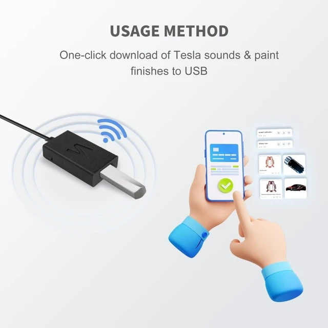 Alt view image 4 of 4 - Wireless Transfer Hub for Tesla ^^ Easily Customize Lock Sounds & Wrap Styles (White)