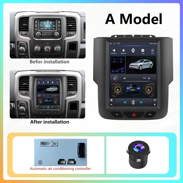 Alt view image 3 of 5 - 9.7-Inch Android 13 Car Stereo with WiFi GPS Navigation, 4 Core Radio Player, Touch Screen Audio System for Dodge RAM 2013-2018, Backup Camera, 2GB RAM 32GB Storage (A 4+64)