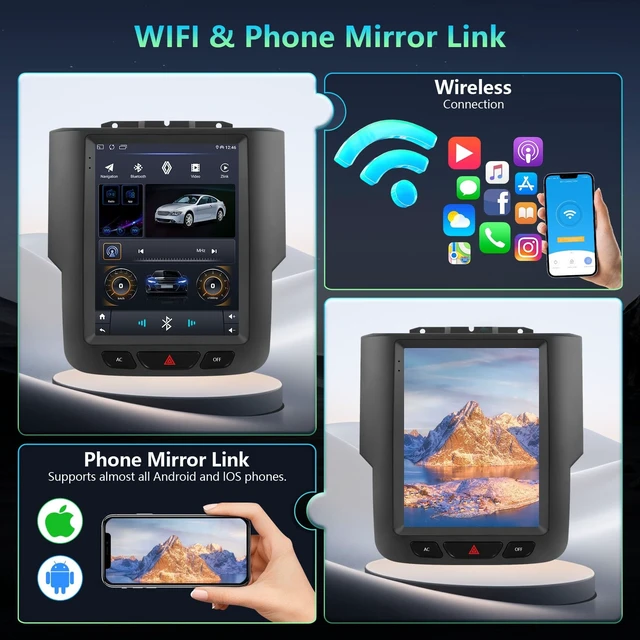 Alt view image 5 of 5 - 9.7-Inch Android 13 Car Stereo with WiFi GPS Navigation, 4 Core Radio Player, Touch Screen Audio System for Dodge RAM 2013-2018, Backup Camera, 2GB RAM 32GB Storage (A 4+64)