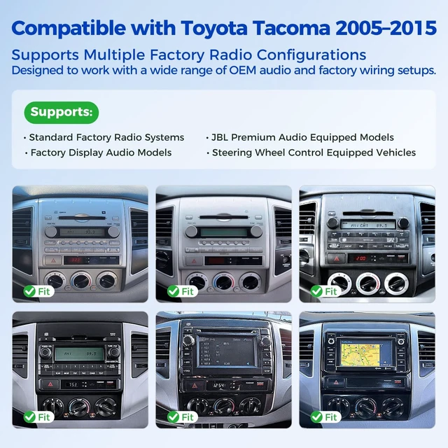 Alt view image 2 of 5 - Stweiavo 4+64GB Car Radio Stereo Carplay Screen for Toyota Tacoma 2005-2015