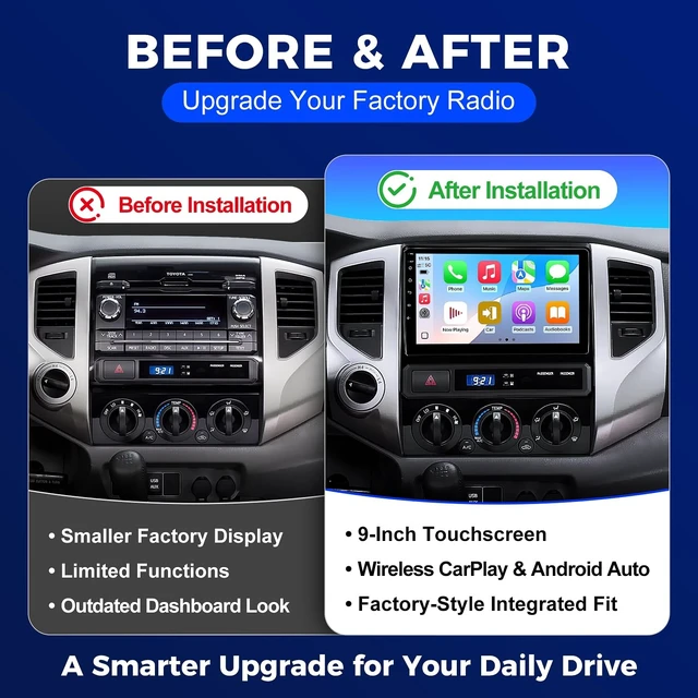 Alt view image 3 of 5 - Stweiavo 4+64GB Car Radio Stereo Carplay Screen for Toyota Tacoma 2005-2015