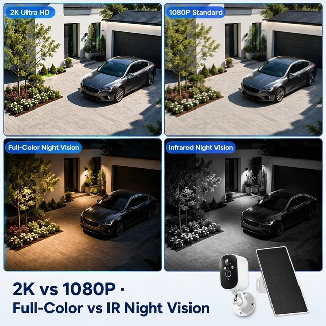 Alt view image 3 of 5 - XVIM 2K Solar Security Camera Outdoor Wireless, PIR Detection & 2-Way Audio