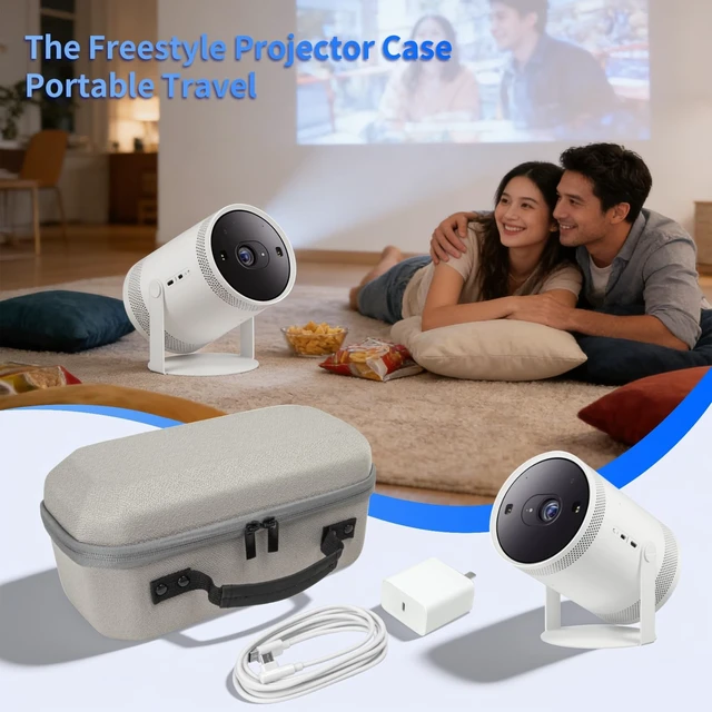 Alt view image 2 of 5 - Carrying Case for Samsung The Freestyle Projector,Compatible with The Freestyle Smart Portable Projector/The Freestyle 2nd Gen Projector 360All-Round Hard EVA Protection Storage Box Travel Bag