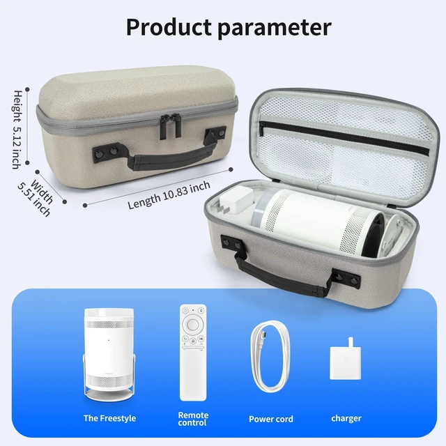 Alt view image 4 of 5 - Carrying Case for Samsung The Freestyle Projector,Compatible with The Freestyle Smart Portable Projector/The Freestyle 2nd Gen Projector 360All-Round Hard EVA Protection Storage Box Travel Bag