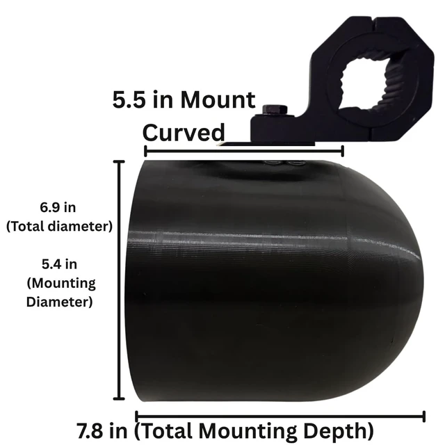 Alt view image 4 of 5 - OceanRock 6.5" Wakeboard Tower Speaker Pod Enclosures ^^ Glossy Black 3D Printed PETG ^^ Compatible with Kicker DS18 Rockford Fosgate ^^ Marine Boat ATV UTV Jeep Roll Bar 1"2" ^^ Pair