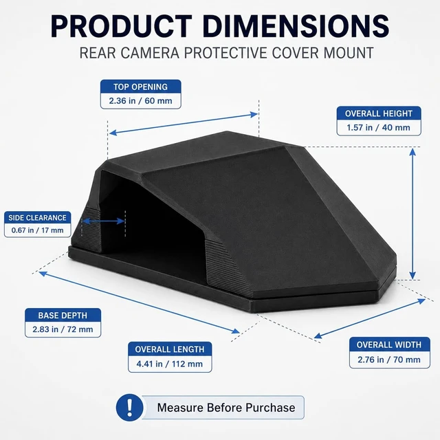 Alt view image 2 of 5 - Rear Camera Protective Cover Mount Compatible with WOLFBOX G900 G930 Black Camera Shield Fixing Base for Dash Cam Backup Camera Flat Surface Installation 1 Pack