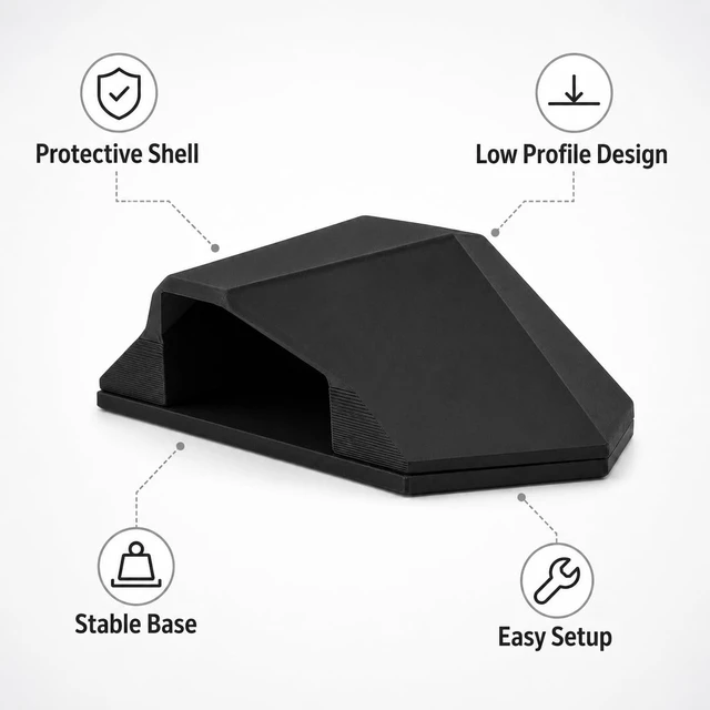 Alt view image 4 of 5 - Rear Camera Protective Cover Mount Compatible with WOLFBOX G900 G930 Black Camera Shield Fixing Base for Dash Cam Backup Camera Flat Surface Installation 1 Pack