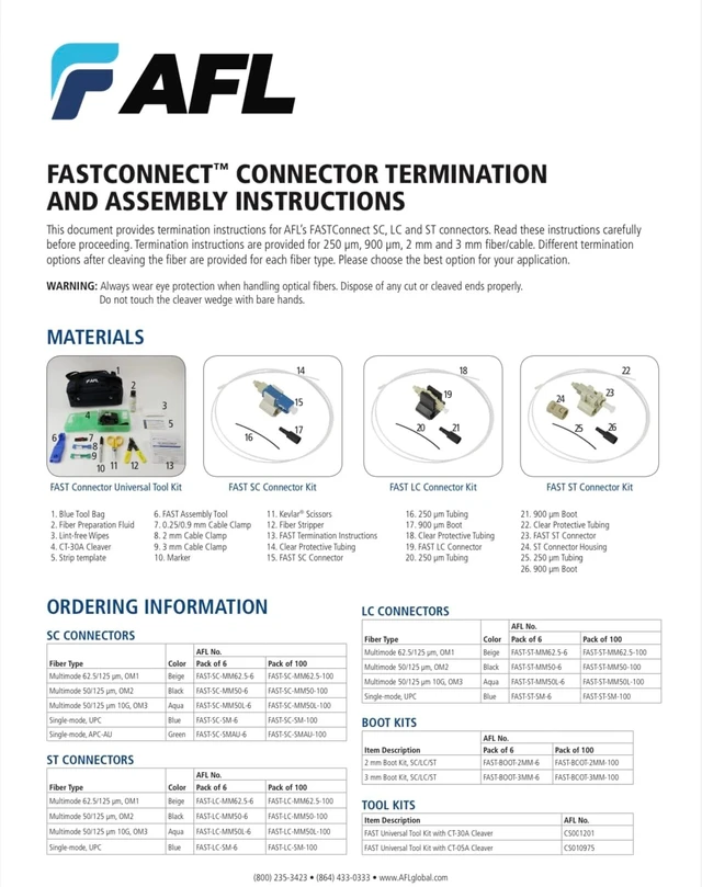 Alt view image 3 of 5 - AFL Fast-SC-SMAU SM SINGLEMODE 0.9MM/0.25MM Fiber Connectors (Pack of 6 Connectors)