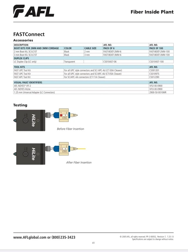 Alt view image 5 of 5 - AFL Fast-SC-SMAU SM SINGLEMODE 0.9MM/0.25MM Fiber Connectors (Pack of 6 Connectors)