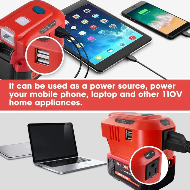Alt view image 4 of 5 - Power Inverter for Craftsman 20V Battery,for Craftsman 150W Portable Power Supply Inverter,DC 20V to AC 120V Power Inverter for Craftsman w/AC Outlet & LED Light (No Battery)