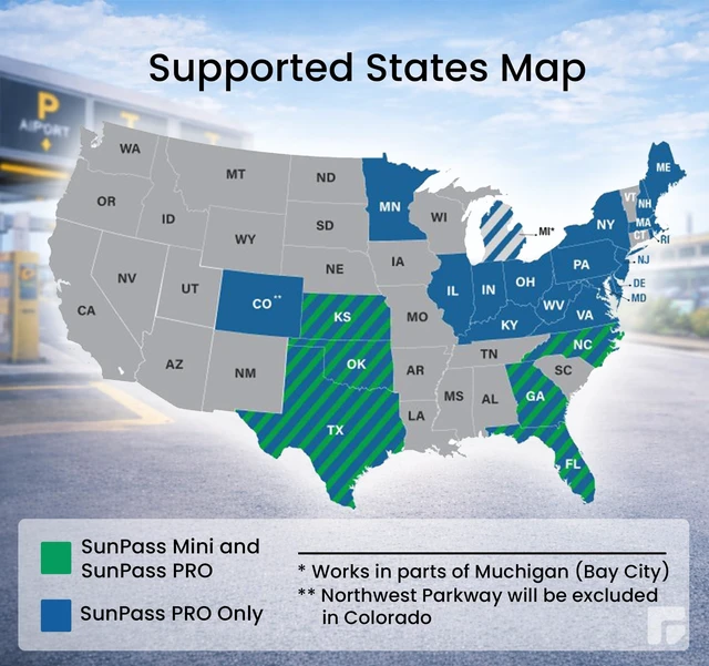 Alt view image 2 of 5 - Sun Pass Pro Universal Toll Transponder Prepaid Electronic Pass for Florida & 21 Additional States (PRO)