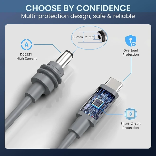 Alt view image 3 of 5 - Starlink Mini USB C Cable 3M/10FT, USB-C to DC Power Cable for Starlink Mini, 100W PD Type-C to DC5521 Power Cord, 18AWG Waterproof Cable for Power Bank, Car Charger, RV Camping