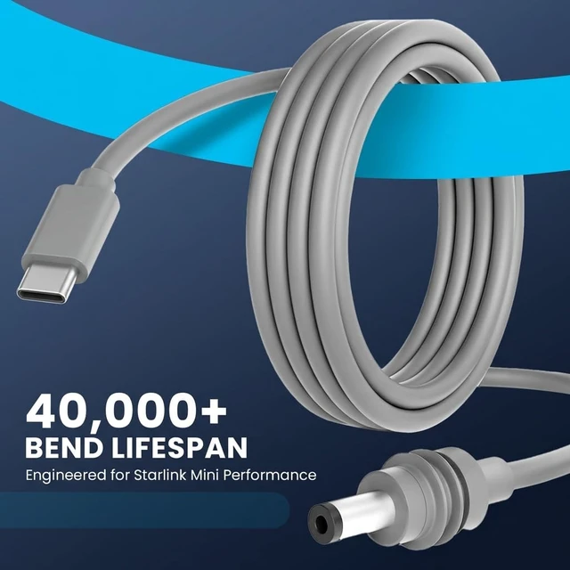 Alt view image 5 of 5 - Starlink Mini USB C Cable 3M/10FT, USB-C to DC Power Cable for Starlink Mini, 100W PD Type-C to DC5521 Power Cord, 18AWG Waterproof Cable for Power Bank, Car Charger, RV Camping
