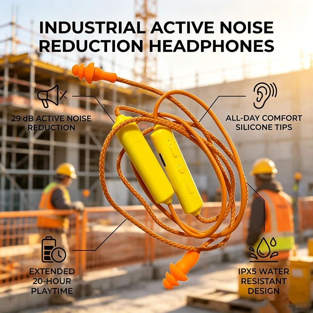 Alt view image 5 of 5 - Hotrend 2Pcs Neckband Bluetooth Work Headphones, IPX5 Water Proof, Noise Reduction Wireless Neckband Headphones with Mic, 20 Hrs Playtime, Rechargeable,Work,Outdoor,Gift