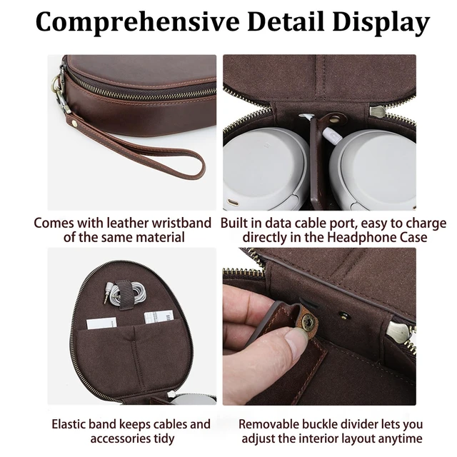 Alt view image 4 of 5 - Yeedonzo Leather Genuine Airpods Max Case, Headphone Storage, Handy Wrist