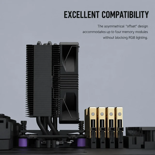 Alt view image 5 of 5 - ProArtist X400 Black CPU Air Cooler,110mm High Performance PWM Fan, 4 Copper Heat Pipes, PC Cooler with AGHP Technology, Low Noise & Easy Installation for AMD AM5 & Intel LGA 1851/1700 (X400 Pro
