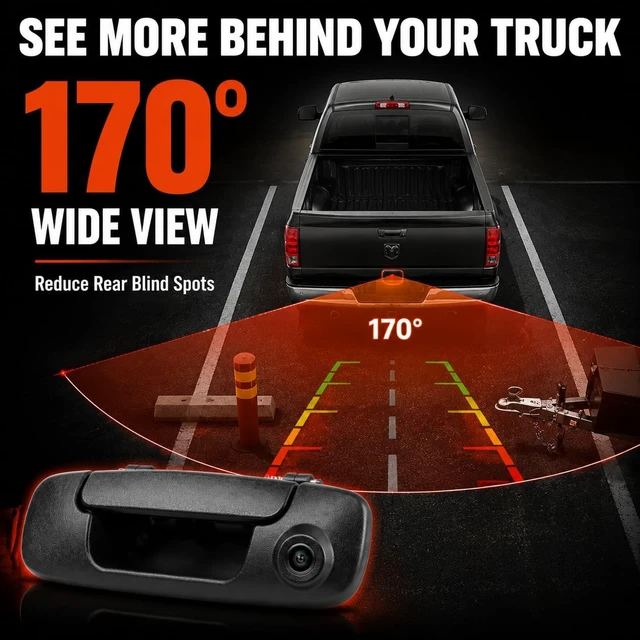 Alt view image 3 of 5 - lronsafex Tailgate Handle Backup Camera for 20022008 Dodge Ram
