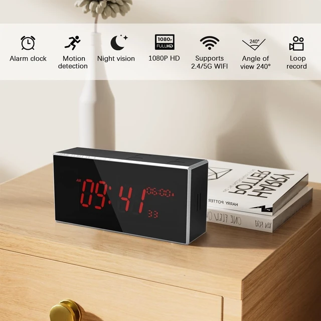 Alt view image 2 of 5 - kelucimy Indoor Security Camera with Clock,HD1080P,Motion Detection,Wireless WiFi,Night Vision,160 Wide-Angle View,Phone App,24/7 Surveillance for Home,Baby/Elder(2.4G and 5G)