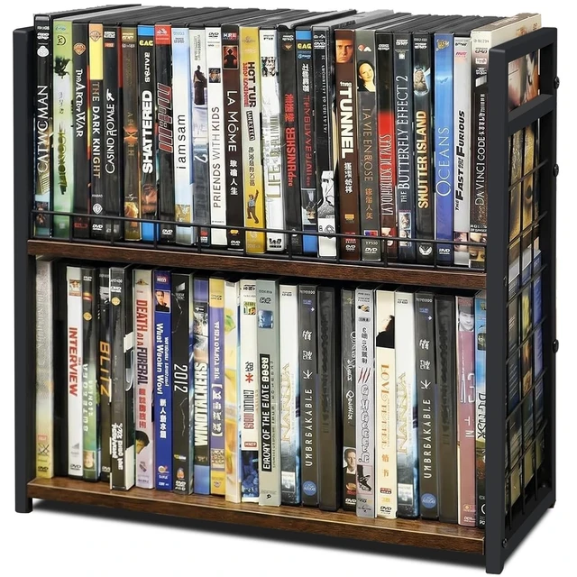 Main image of Salajory 2-Tier DVD Storage Rack, Holds 48 Discs for Media Storage