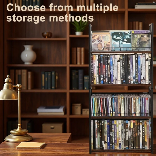 Alt view image 4 of 5 - Salajory 2-Tier DVD Storage Rack, Holds 48 Discs for Media Storage
