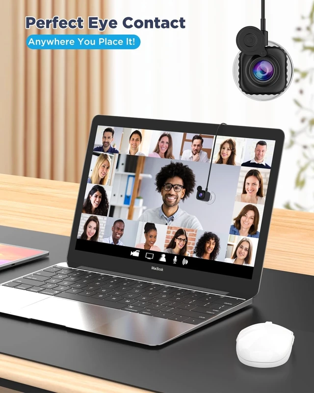 Alt view image 4 of 5 - LIMYIOM 4K Center Screen Webcam with Microphone, AutoFocus 1080P Web cam USB Type-C/A Adapter, Plug&Play Middle Screen Webcam for Online Calling, Zoom/Teams/Facetime,Laptop or PC Suction Mount