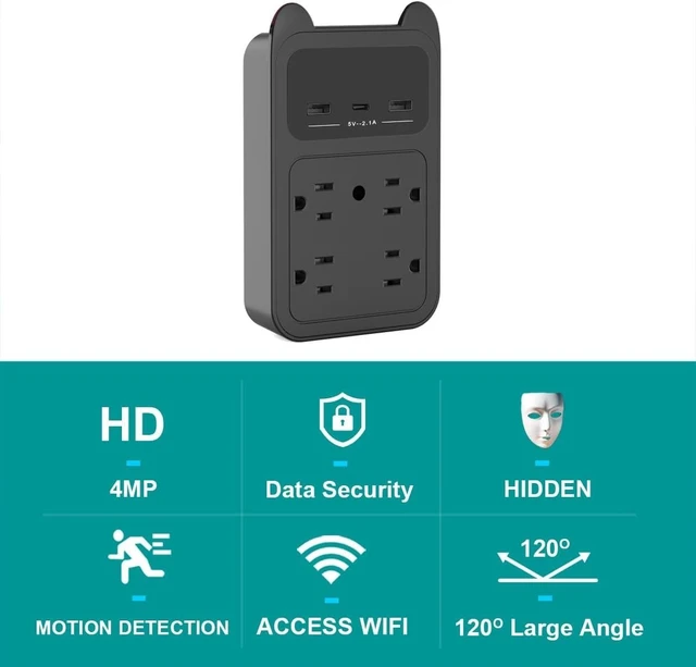 Alt view image 2 of 5 - 2026 4K HD Wall Outlet Hidden Camera, Wireless Indoor Security Nanny Cam