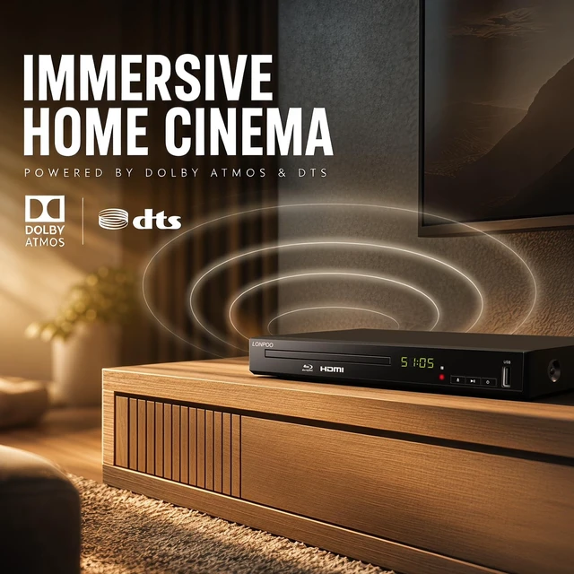 Alt view image 3 of 5 - LONPOO LP-100 Blu-Ray Disc Player for TV 1080P DVD CD HDMI USB Upscaling